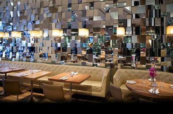 Bistro tables tops at JW Marriott restaurant